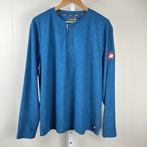 Canada Weather Gear Henley‎ Shirt Mens Large Heather Teal Blue Long Sleeve Soft